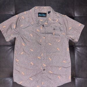 Bolo Blue Short Sleeve Shirt with Orange Pattern